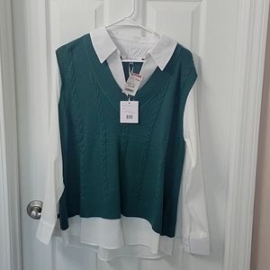 Combo Sweater Blouse